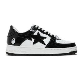Black and White Bapesta Forces